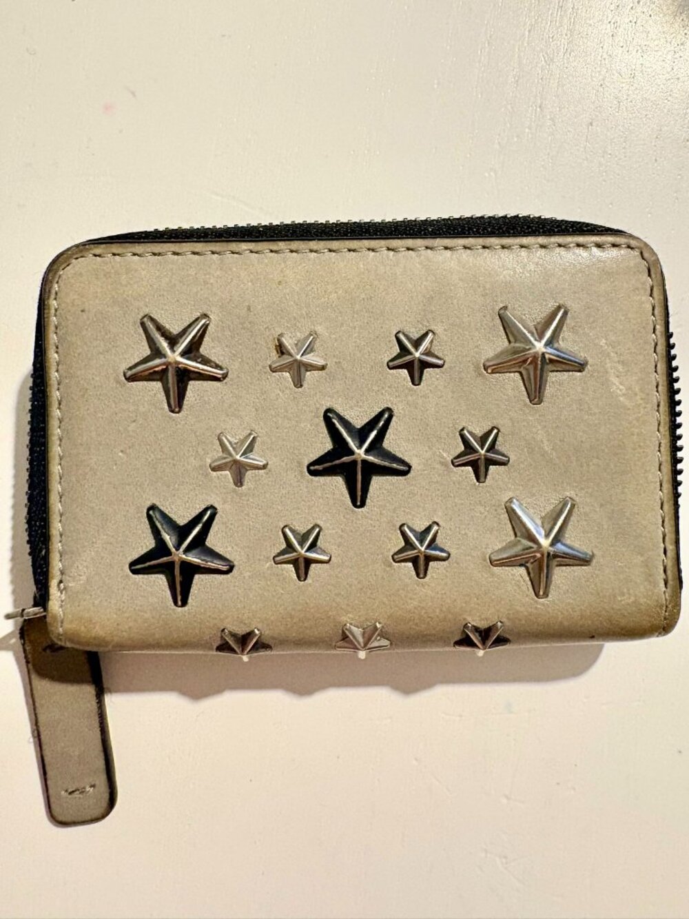 Jimmy Choo Gray Leather Card Wallet